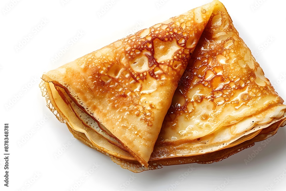 Golden Brown Folded Crepes on White Background Golden Brown Folded Crepes on White Background