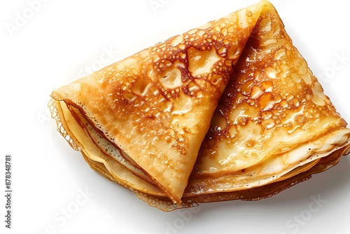 Golden Brown Folded Crepes on White Background