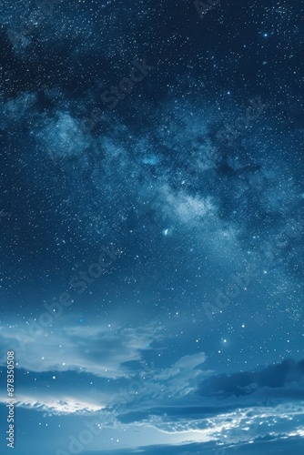 Starry Night Sky with Milky Way and Clouds