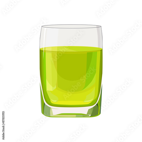 Full glass of green juice. Isolated vector summer drink for flat design