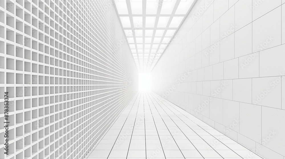 White background, light black and white, perspective, mosaic, ai generative White background, light black and white, perspective, mosaic, ai generative