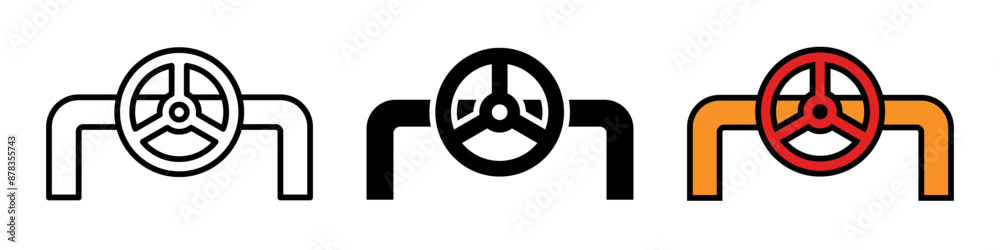 Pipeline with valve icon. Plumbing pipe symbol. Gas and water distribution system with faucet vector illustration. Pump or drain communication technology. Industrial tube sign. Pipeline with valve icon. Plumbing pipe symbol. Gas and water distribution system with faucet vector illustration. Pump or drain communication technology. Industrial tube sign.