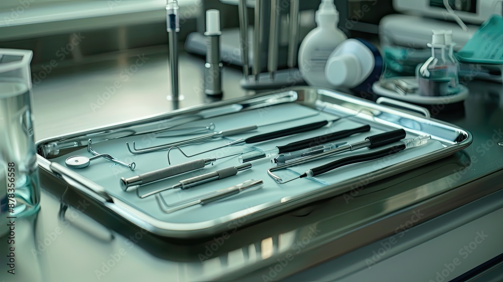 Otoscope and other diagnostic tools on a clean medical tray Otoscope and other diagnostic tools on a clean medical tray