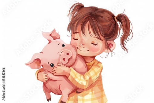  a little holding a pig 