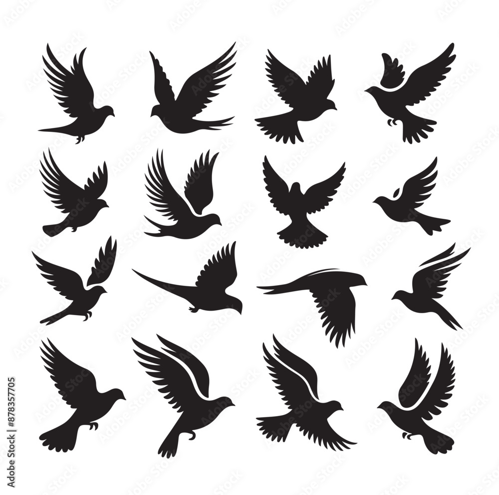 Flying birds silhouettes vector illustration Flying birds silhouettes vector illustration