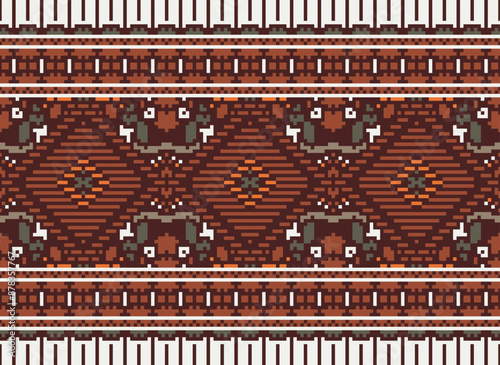 Geometric ethnic oriental seamless pattern traditional Design for background,carpet,wallpaper.clothing,wrapping,Batik fabric,Vector illustration.embroidery style - Sadu, sadou,