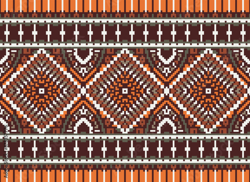 Geometric ethnic oriental seamless pattern traditional Design for background,carpet,wallpaper.clothing,wrapping,Batik fabric,Vector illustration.embroidery style - Sadu, sadou,