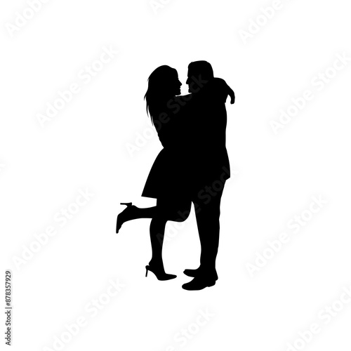 silhouette of a romantic couple dancing vector