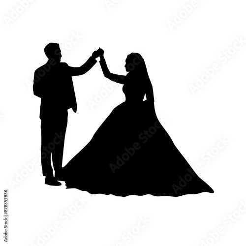 wedding silhouette dancing with hands up vector