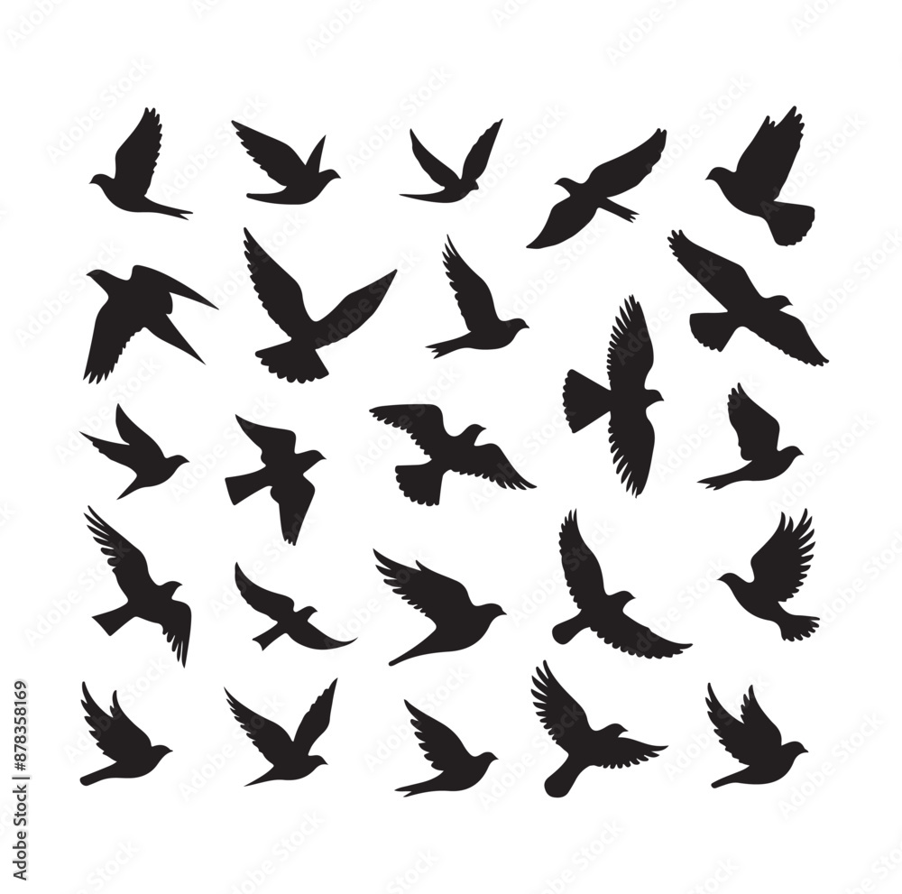 Flying birds silhouettes vector illustration