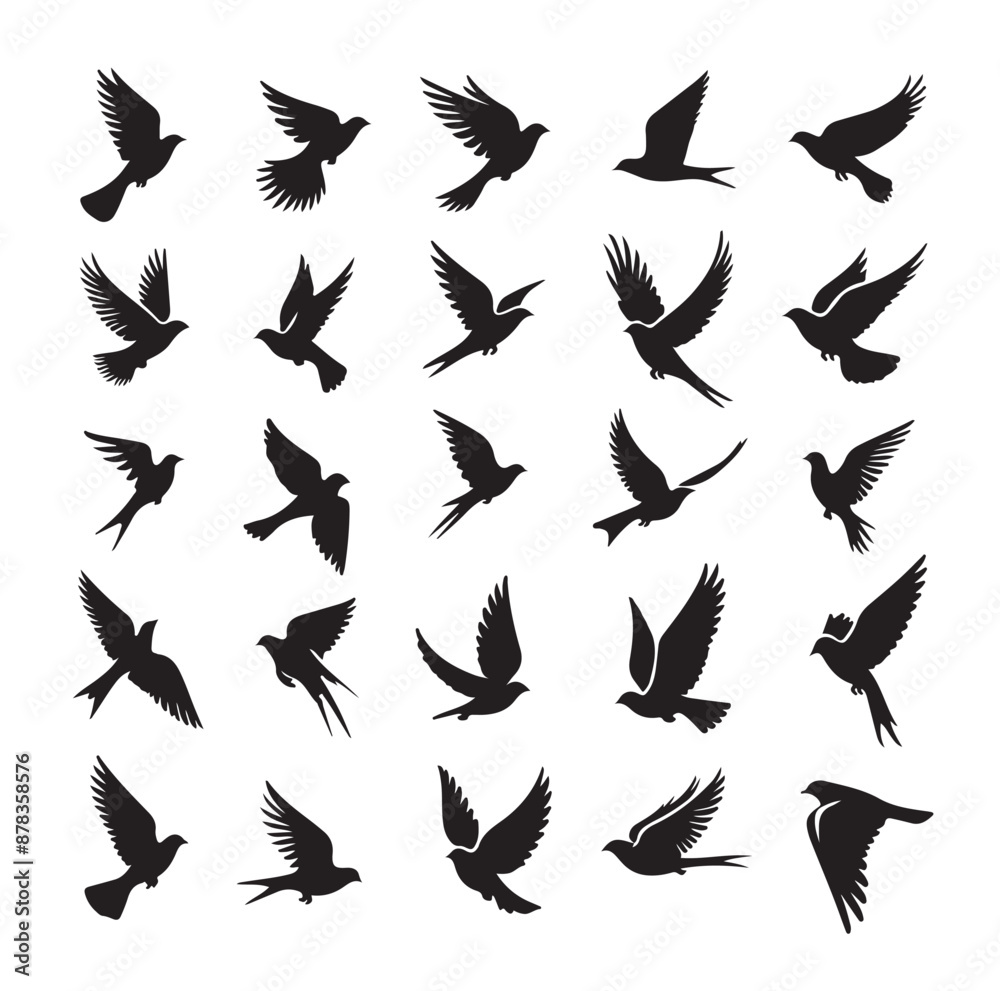 Flying birds silhouettes vector illustration