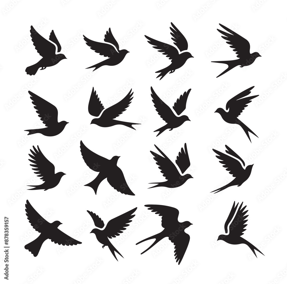 Flying birds silhouettes vector illustration Flying birds silhouettes vector illustration