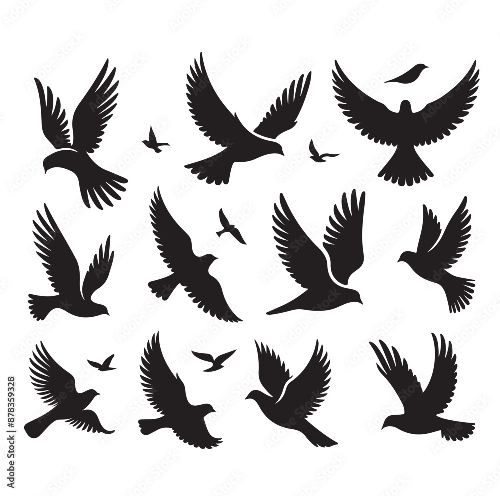 Flying birds silhouettes vector illustration Flying birds silhouettes vector illustration
