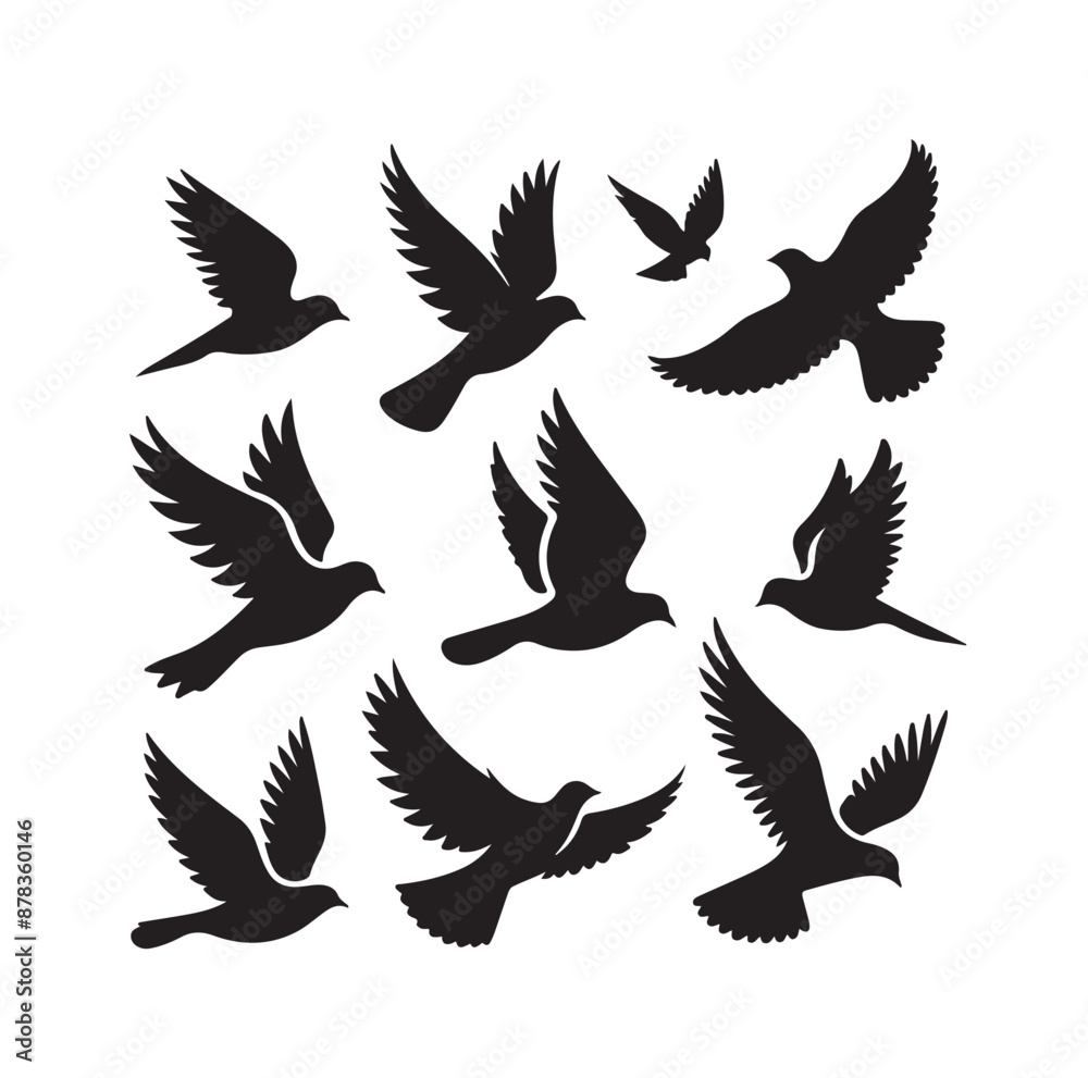 Flying birds silhouettes vector illustration Flying birds silhouettes vector illustration