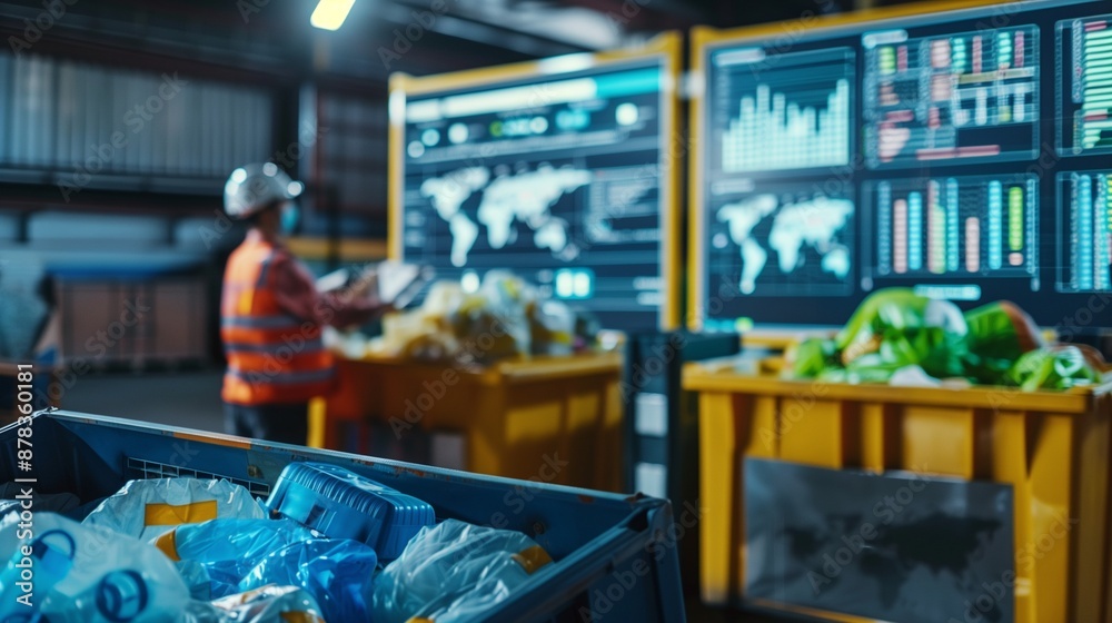 Obraz premium A detailed analysis of waste management systems using advanced data research to optimize garbage collection processes and improve efficiency.