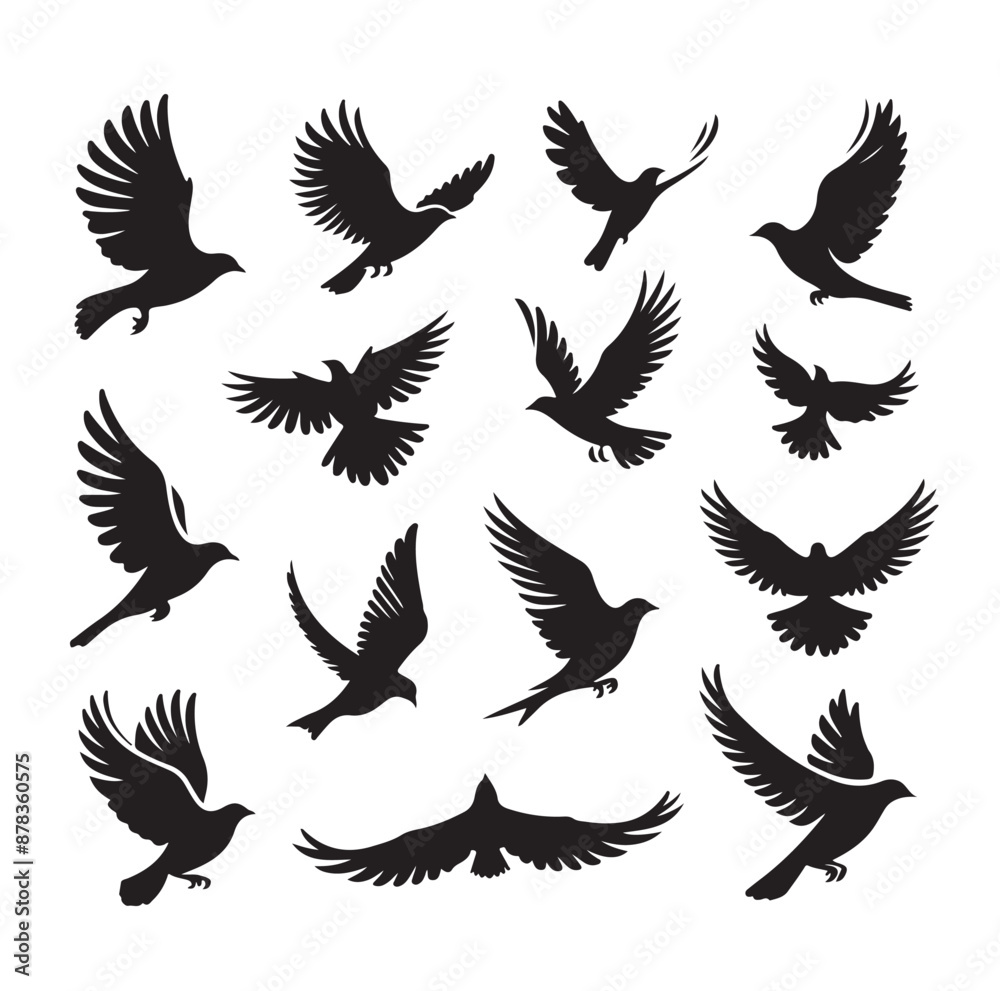 Flying birds silhouettes vector illustration