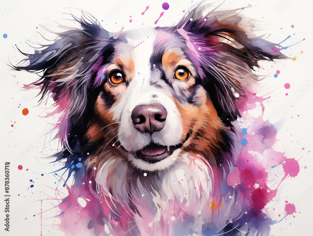 Fototapeta premium Abstract watercolor illustration of a dog, with vibrant colors