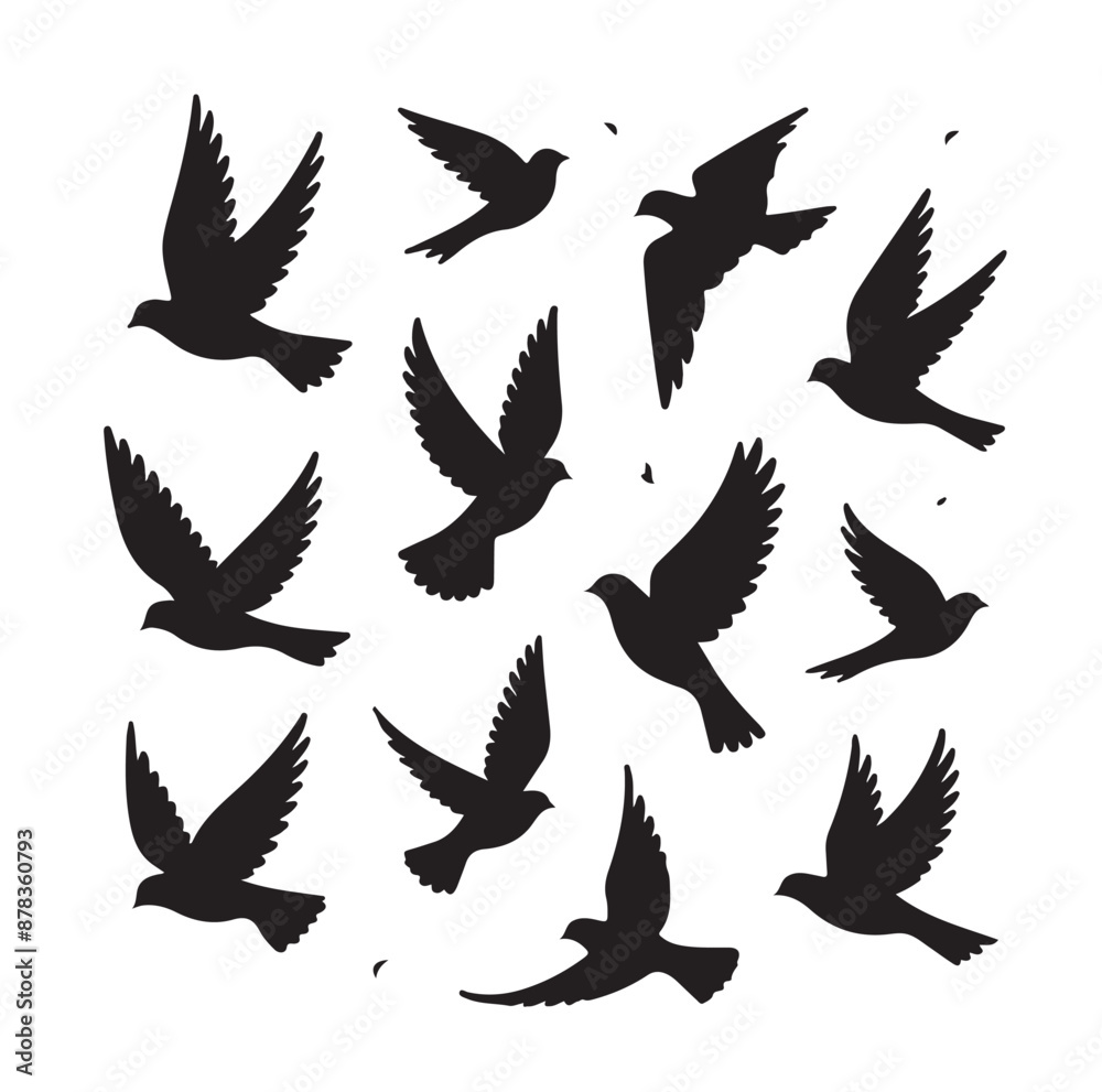 Flying birds silhouettes vector illustration Flying birds silhouettes vector illustration