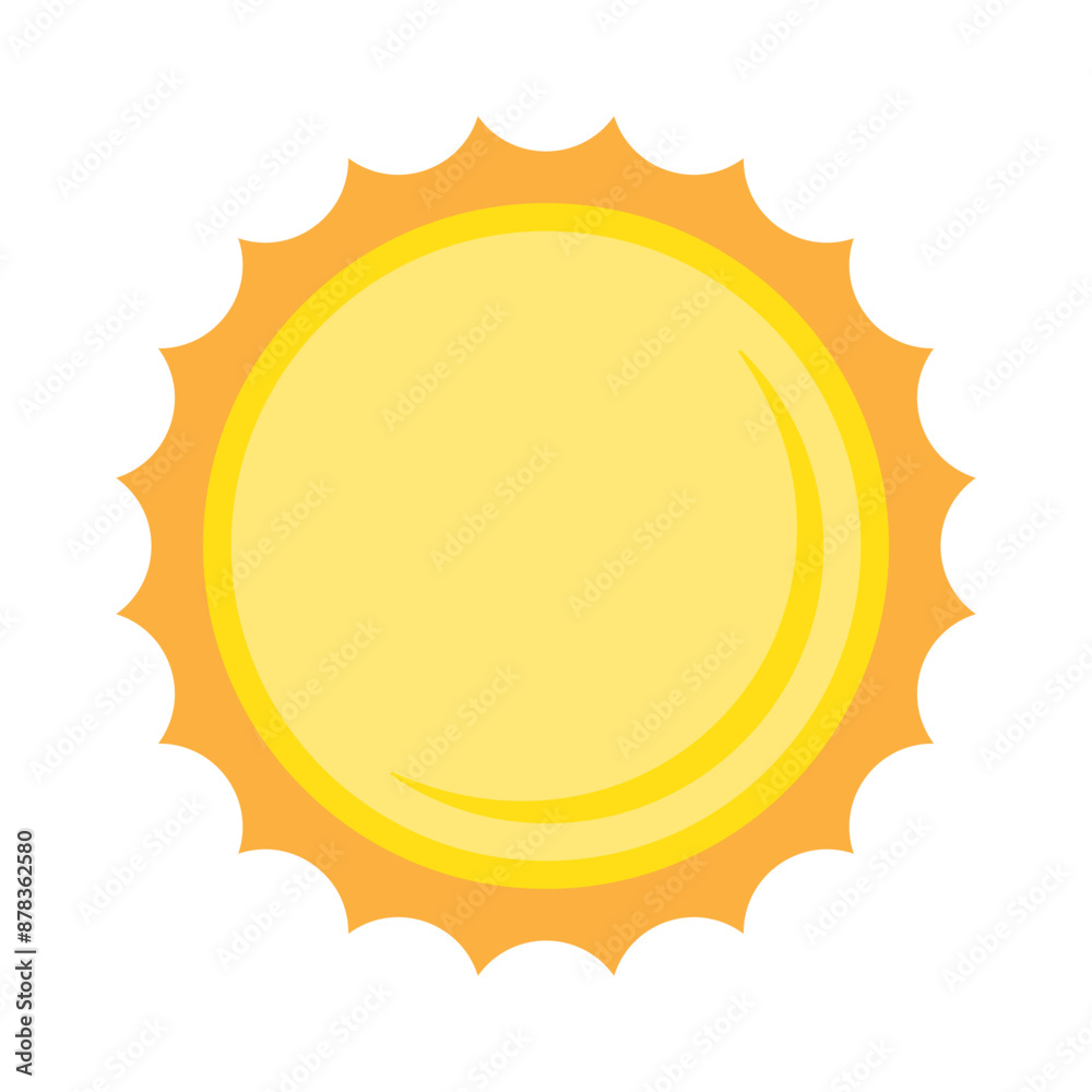Sun icon in flat style, simple yellow sun. Sun icon in flat style, simple yellow sun.