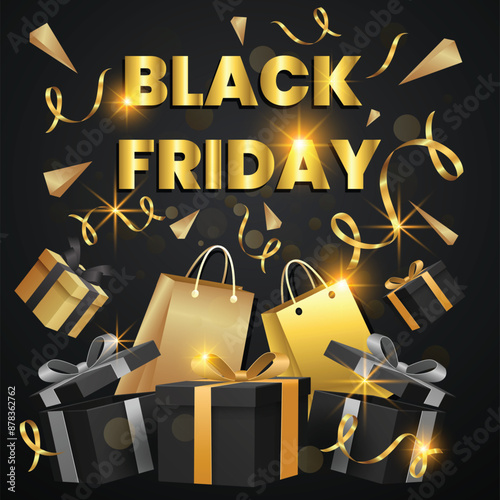 Black Friday limited sale offer. Dark background  Banner, poster, header website. vector illustration