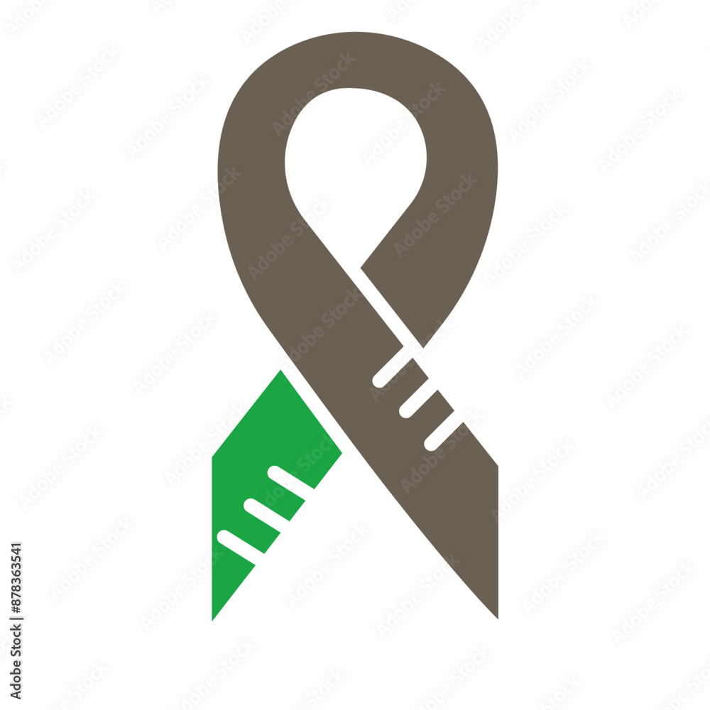 Cancer Ribbon Glyph Two Color Icon Cancer Ribbon Glyph Two Color Icon