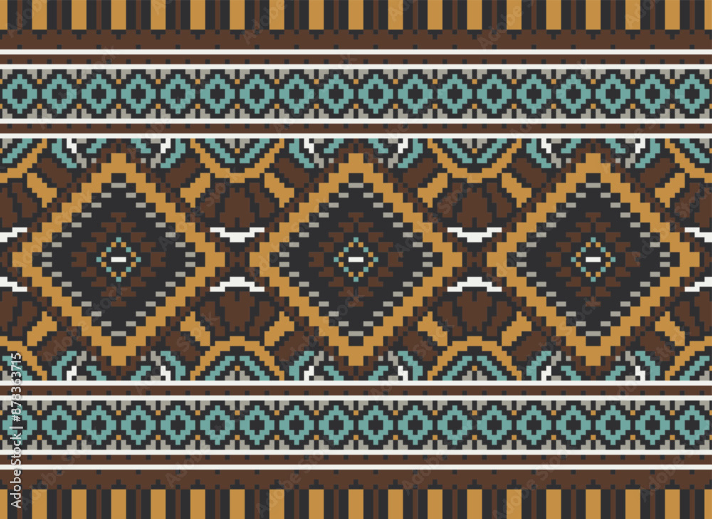 Geometric ethnic oriental seamless pattern traditional Design for background,carpet,wallpaper.clothing,wrapping,Batik fabric,Vector illustration.embroidery style - Sadu, sadou, Geometric ethnic oriental seamless pattern traditional Design for background,carpet,wallpaper.clothing,wrapping,Batik fabric,Vector illustration.embroidery style - Sadu, sadou,