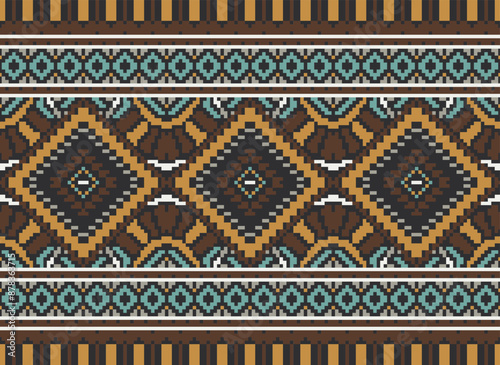 Geometric ethnic oriental seamless pattern traditional Design for background,carpet,wallpaper.clothing,wrapping,Batik fabric,Vector illustration.embroidery style - Sadu, sadou,