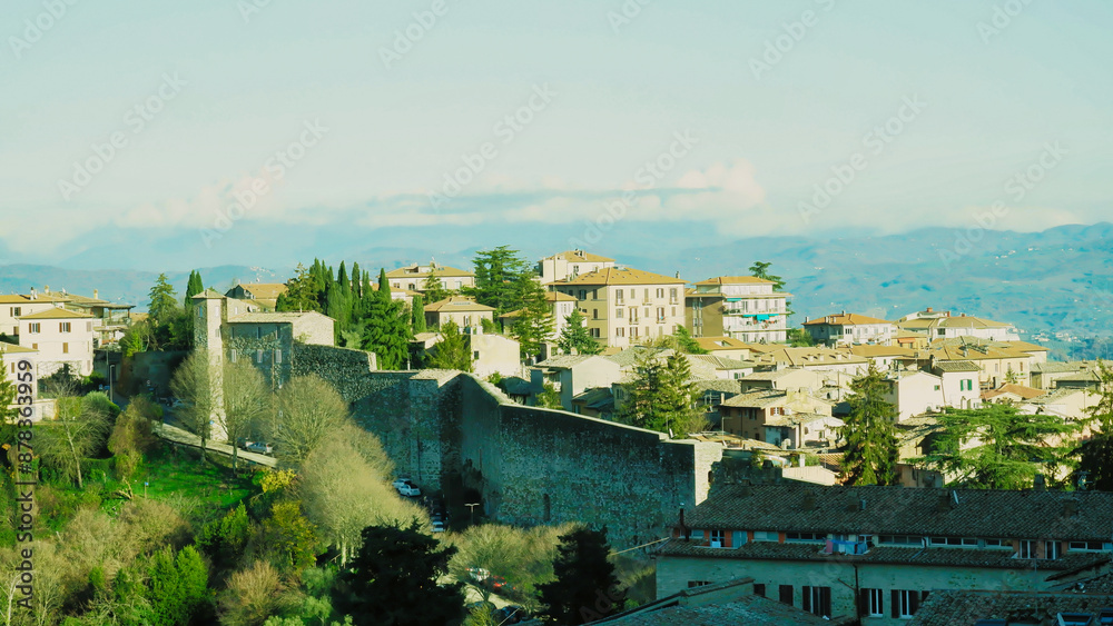 Obraz premium Panoramic view of Piazza IV Novembre, Perugia, Italy