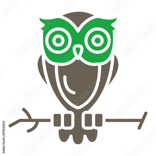 Owl Glyph Two Color Icon