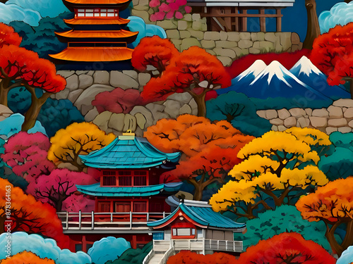 background with flowers paint art japanses asie japan chinese, traditional