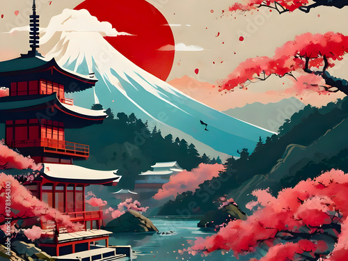 background with flowers paint art japanses asie japan chinese, traditional