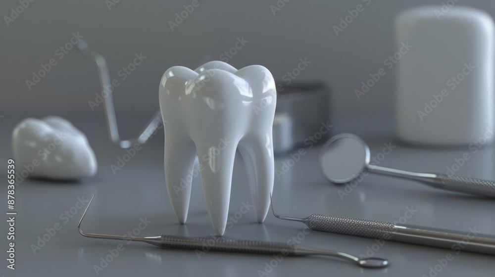 Dental tools and tooth, dental concept Dental tools and tooth, dental concept
