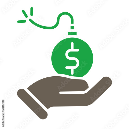 Debt Glyph Two Color Icon