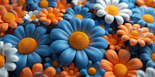 Fototapeta Naklejka Na Ścianę i Meble -  Elegant colorful with vibrant flower hanging branches illustration background. Bright color 3d abstraction wallpaper for interior mural, Generated by AI	