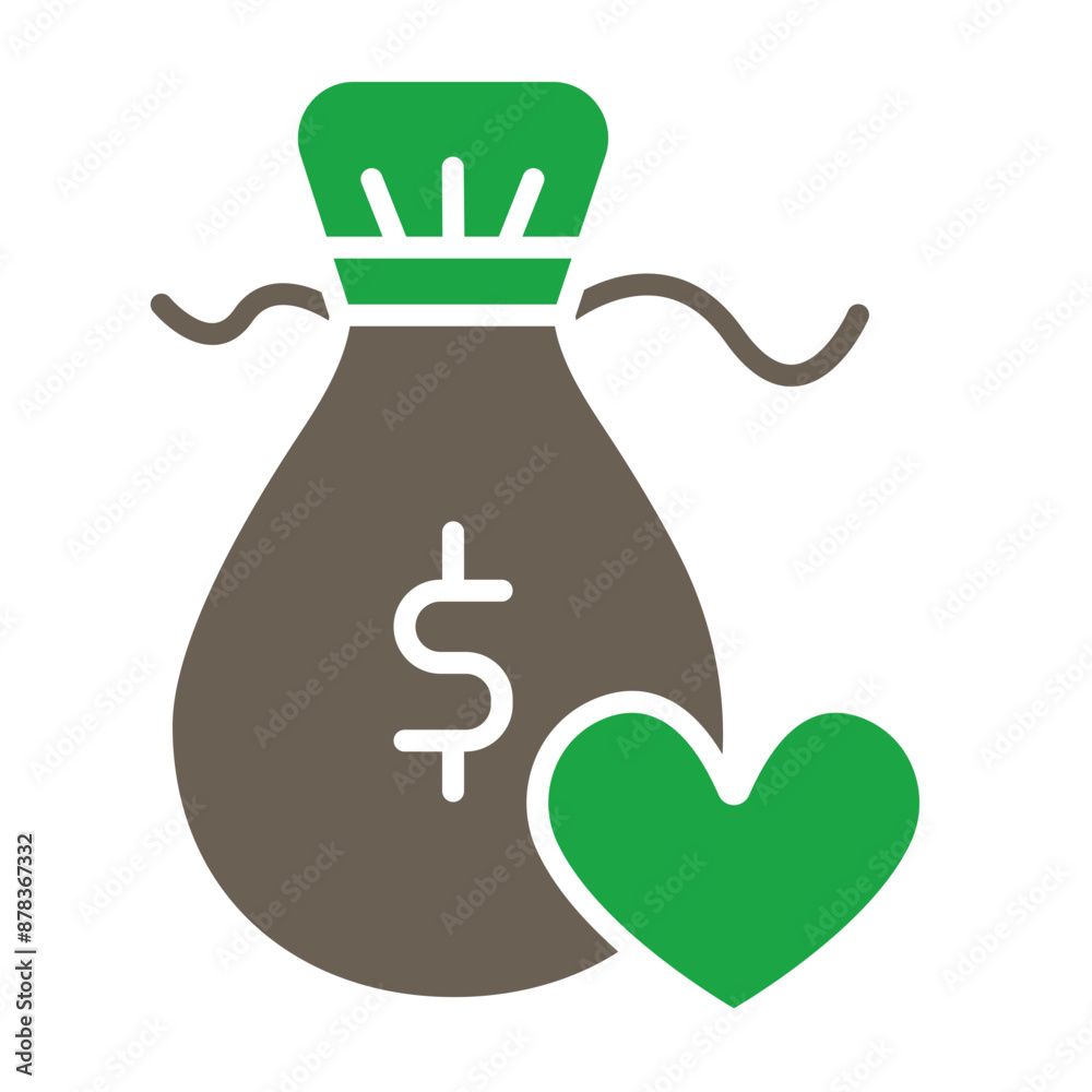 Money Bag Glyph Two Color Icon Money Bag Glyph Two Color Icon