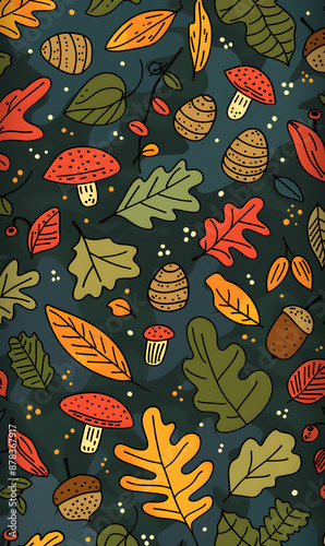 2D illustrator doodle tile patterns with cute graphic designs