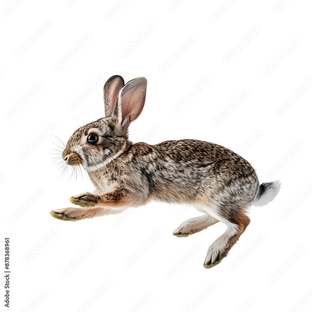Leaping rabbit in full body, isolated transparent background Leaping rabbit in full body, isolated transparent background