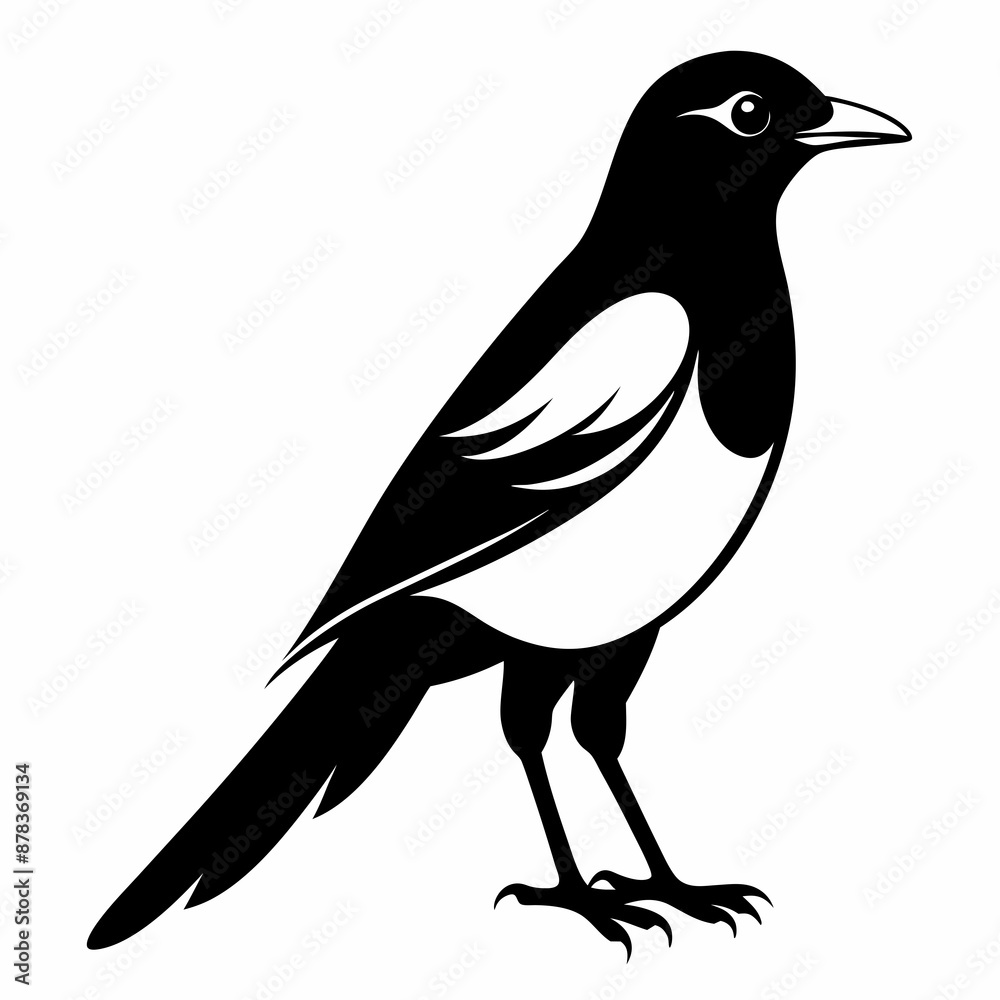 Obraz premium Magpie silhouette black