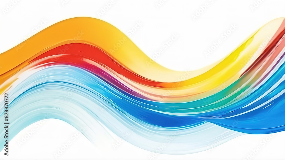 Oil paint, acrylic paint colorful curved waves Isolated white background Oil paint, acrylic paint colorful curved waves Isolated white background