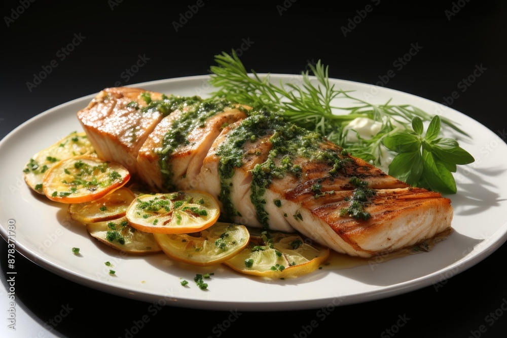Grilled salmon fillets with herbs and lemon Grilled salmon fillets with herbs and lemon