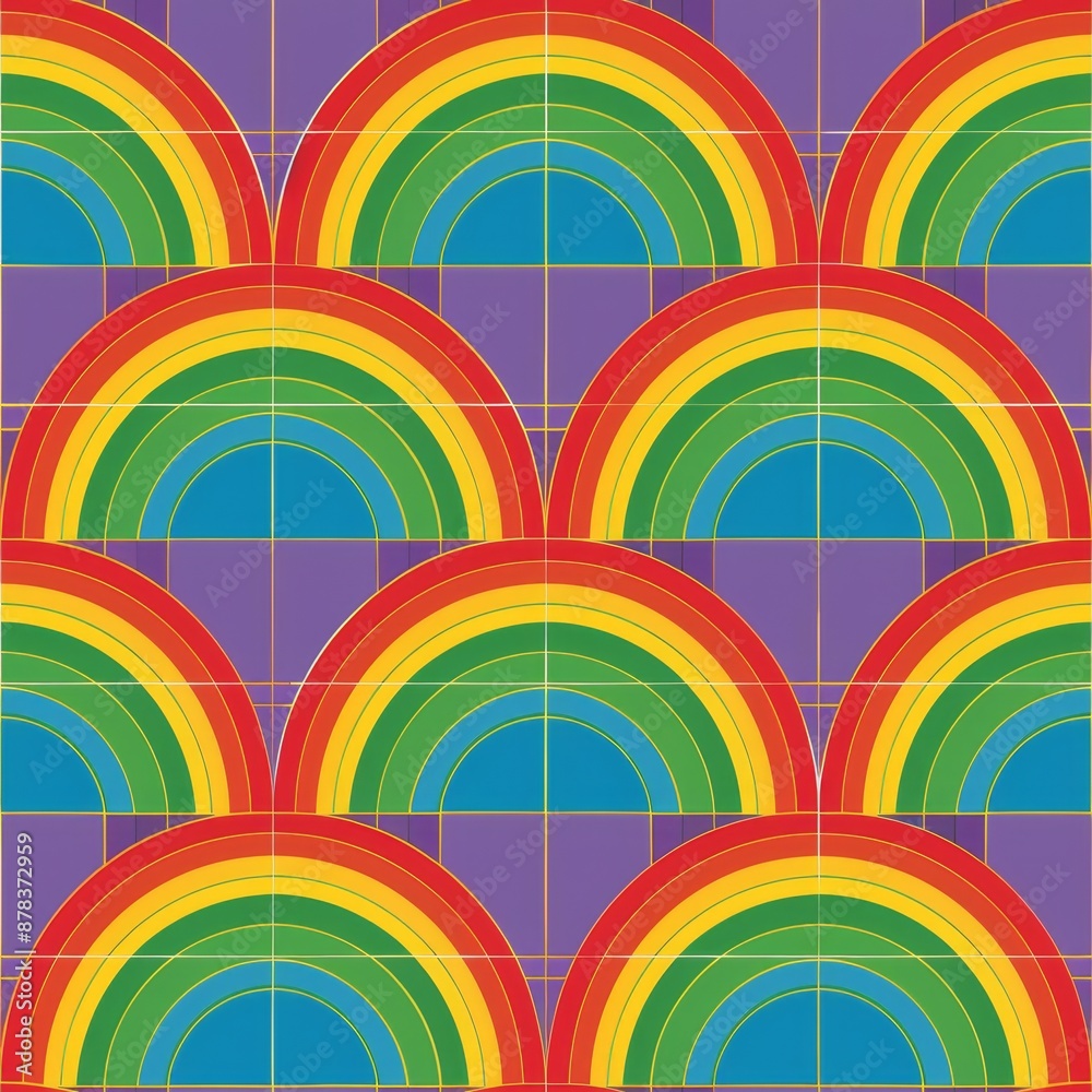 Obraz premium Vibrant Rainbow Arcs Geometric Pattern Background