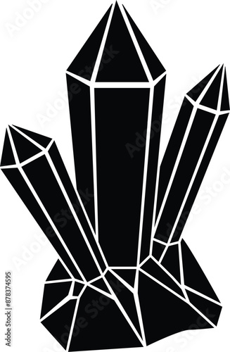 Crystals, druses with minerals - vector silhouette picture for logo or pictogram. Gems, magic crystals for sign or icon