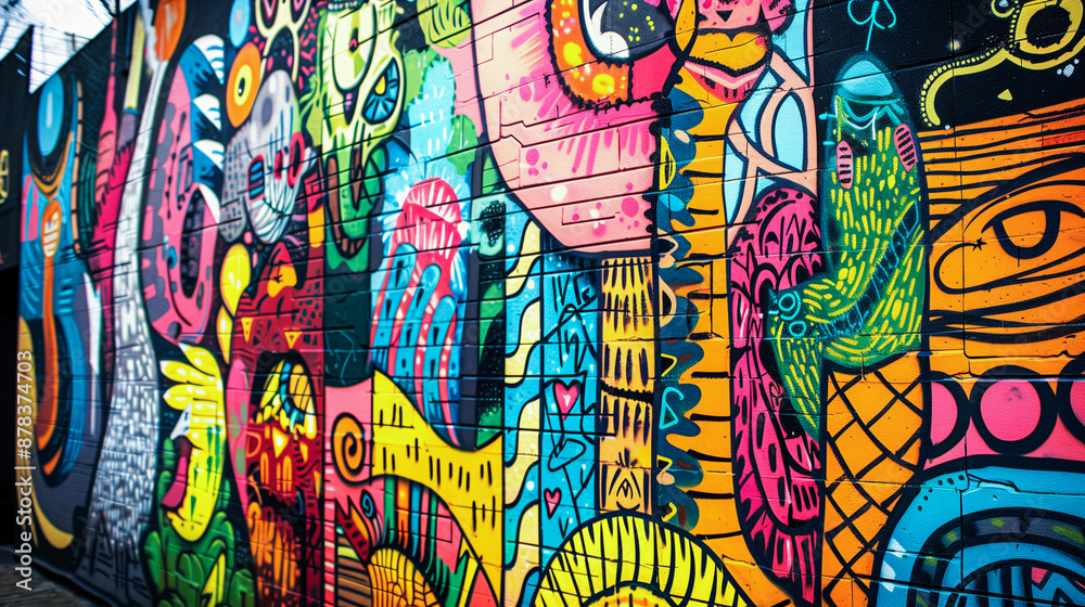 Vibrant Street Art Mural in Urban Alleyway Vibrant Street Art Mural in Urban Alleyway