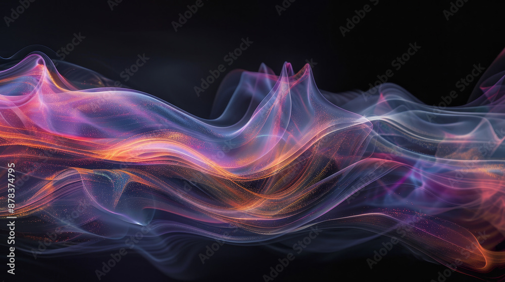 Fototapeta premium A colorful, swirling line of light with orange and blue streaks