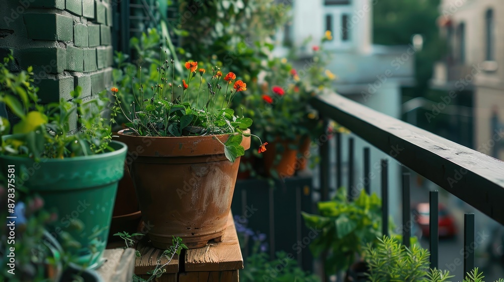 Fototapeta premium Using Words Related to Gardening on Balcony
