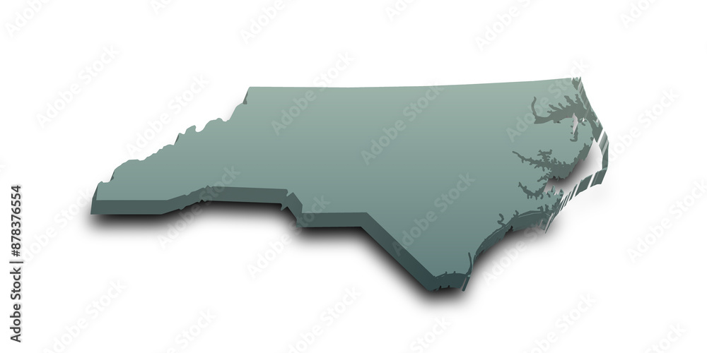 Fototapeta premium 3d Map of North Carolina state with color. United State of America, US, United State