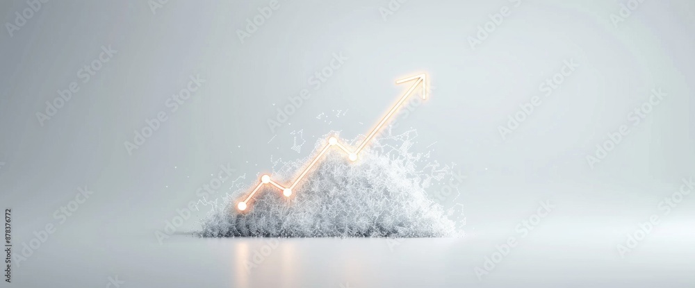 Business analysis graph ad, white background, natural light, copy space Business analysis graph ad, white background, natural light, copy space