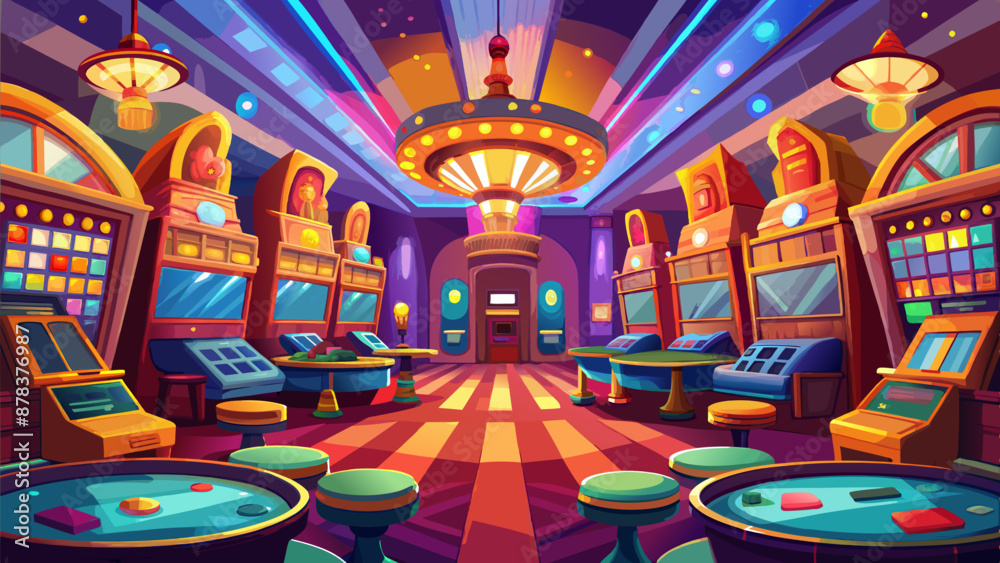 Obraz premium Detailed vector illustration of a Las Vegas casino interior