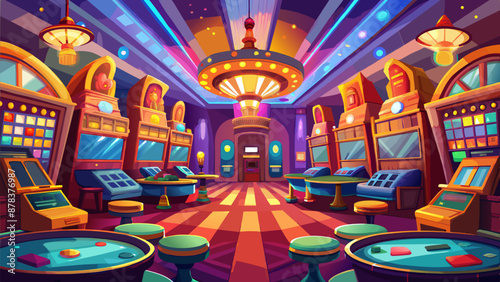 Detailed vector illustration of a Las Vegas casino interior