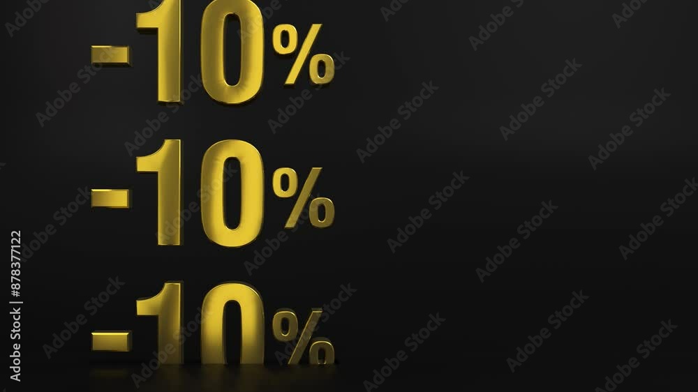 Discount 10% off sale vertical signs looped animation. 10 to 90 percent discount gold numbers vertical movement for flash sale, big deal, cyber week, hot deal, mega sale, black friday, black week. Discount 10% off sale vertical signs looped animation. 10 to 90 percent discount gold numbers vertical movement for flash sale, big deal, cyber week, hot deal, mega sale, black friday, black week.
